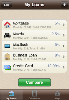 Debt Manager iPhone App Debts